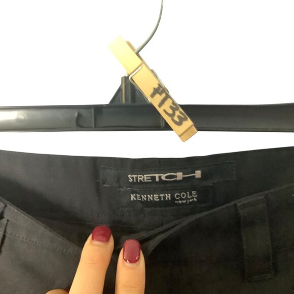 Vtg Kenneth Cole Mens Black Stretch Pants 34x34 Polyester Blend Slim Fit - Picture 2 of 7